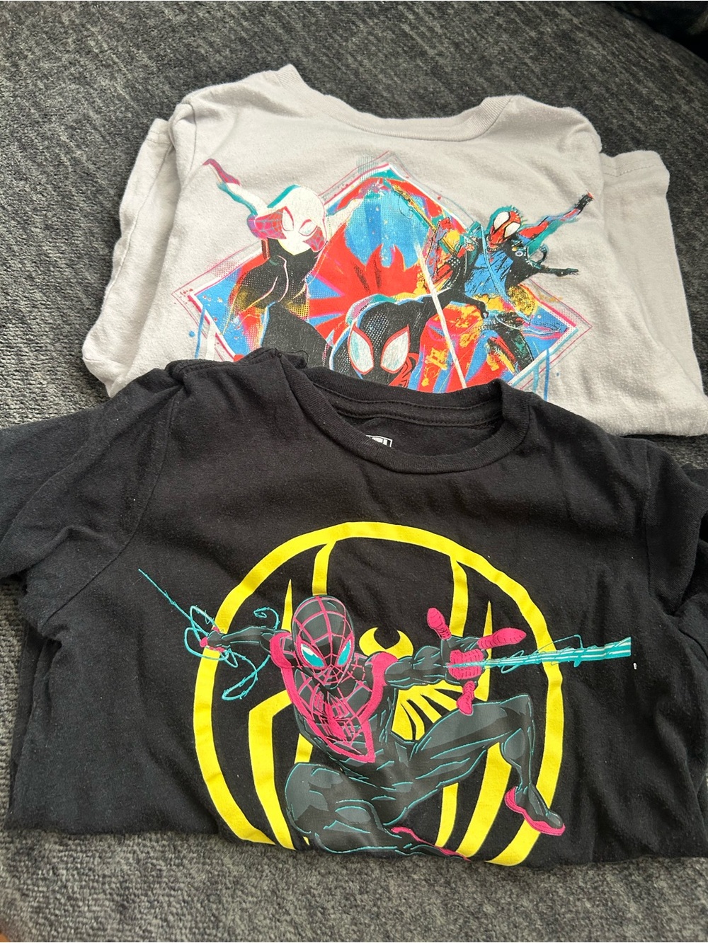 Spider-Man Miles Morales Graphic Tee Set - Gray & Black two shirts